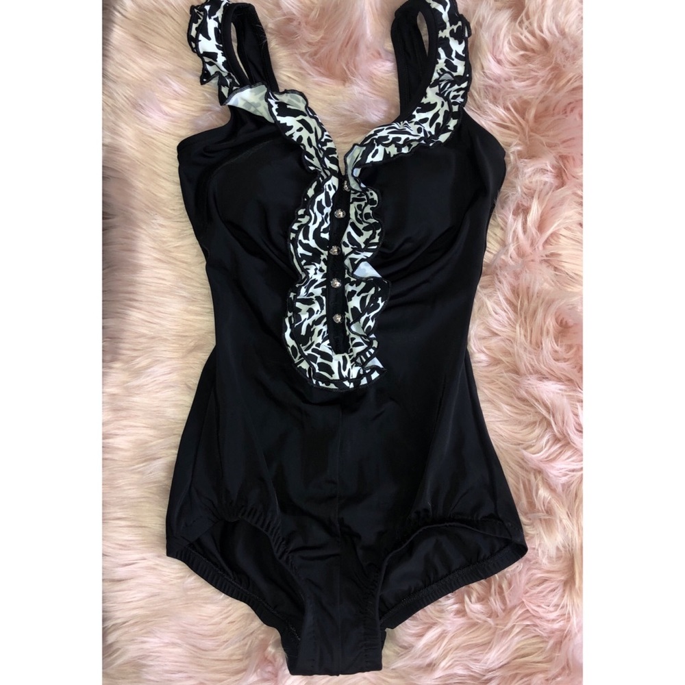 Zebra print one piece bikini swimsuit